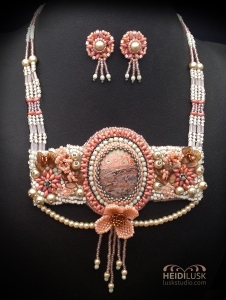 jasper pisgah petals necklace, beadwork